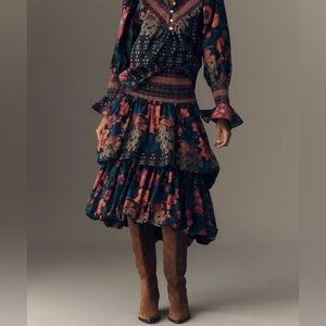 Hope for Flowers by Tracy Reese Double Bubble Midi Skirt Small New Anthropologie